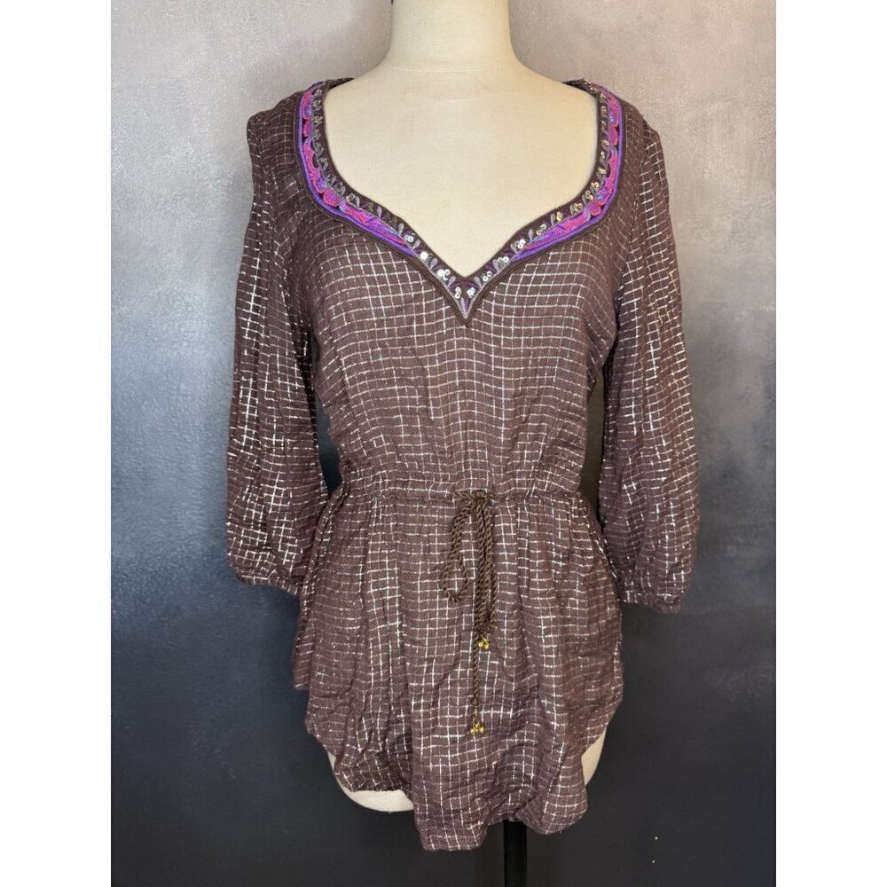 Free People Counting Stars Peasant Blouse Size Small
